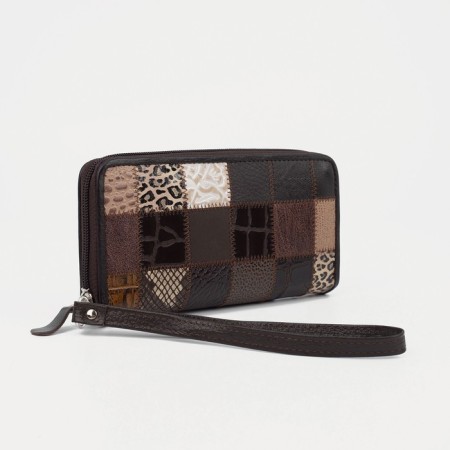 Women's wallet with lightning, with a pen, brown color-1
