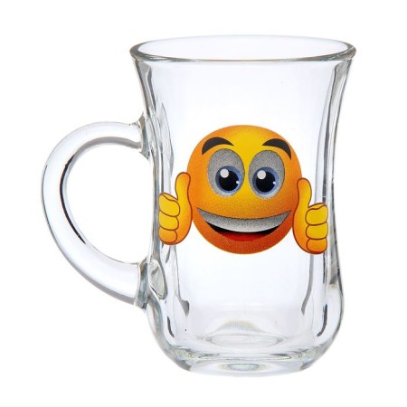 Glass mug "Smiley", 140 ml, MIX drawing-5