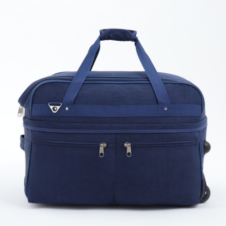 Road bag on wheels, a lightning department, with an increase, 2 outer pockets, a long belt, blue color-1