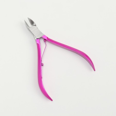 Manicure nippers for cuticle, 9.5 cm, blade length - 9 mm silver/pink color-2