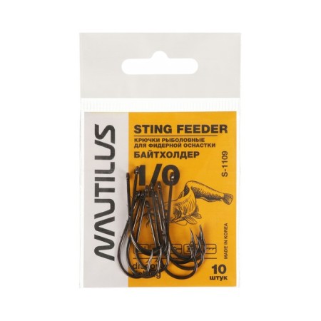 Hook Nautilus Steder BaytHolder S-1109, BN color, No. 1/0, 10 pcs.
