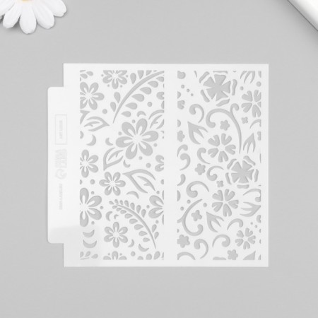 Stencil of background plastic "Flower" 13x13 cm-3