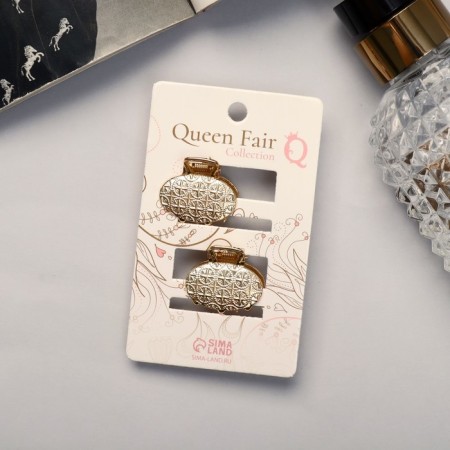 Hair crab "Liberty" (set 2 pcs) geometry oval, 2.5 cm, gold-1