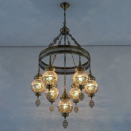 Suspended chandelier Citilux "Cairo" CL419163, 56x56x100 cm, 7x75W, e27, brown color-6