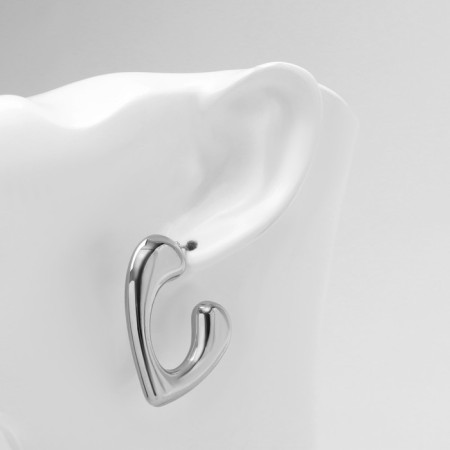 Earrings Plastic "Heart" Being, Silver Color-3