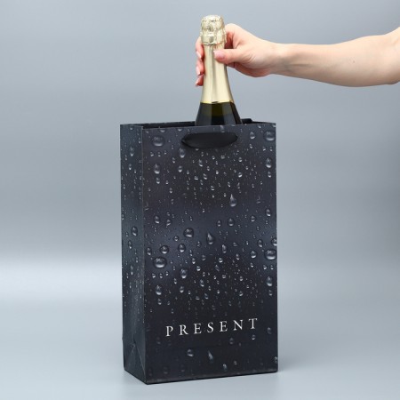 Gift package for two bottles, packaging, Black, 35 x 20 x 9 cm-1