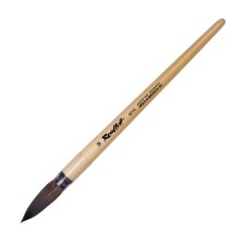 Brush for watercolors, calligraphy synthetics, imitation of proteins, round, rubloff series QF10 No. 12, short lacquered handle, film clip