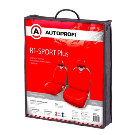 AutoProfi R-1 Sport Plus R-402PF RD, front row, closed seat, polyester, 4 objects, red color red-1