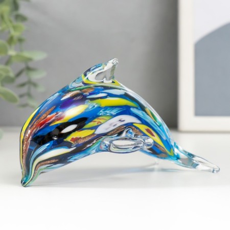 Souvenir glass "Dolphin multicolor" under the Muranian glass mix 8.5x12 cm-1
