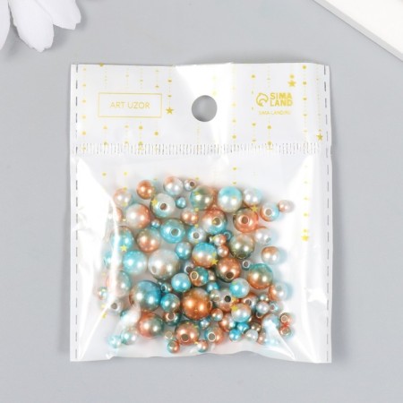 Beads for creativity plastic "Round. Gradient. Mermaid Blue Cream" D = 3-8mm, set 10 g 74595-3