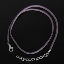 A lace of artificial suede with a lock, 45 cm + extension cord, gray-lilac color