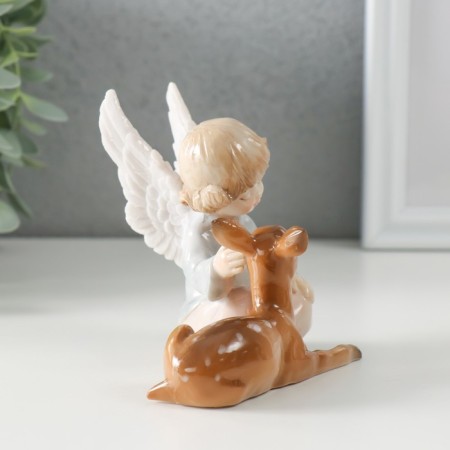 Polystone souvenir "Curly angel with a deer" varnish 9.5x9.5x10.5 cm-2