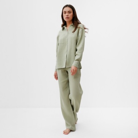 Female pajamas (shirt and trousers) KAFTAN "BASIC" size 48-50, green color