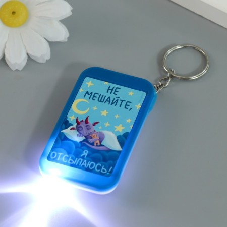 The flashlight on the ring "Dragneis sleeps in the clouds - do not interfere, I sleep!" 6.5x3.5x1 cm, mix-4