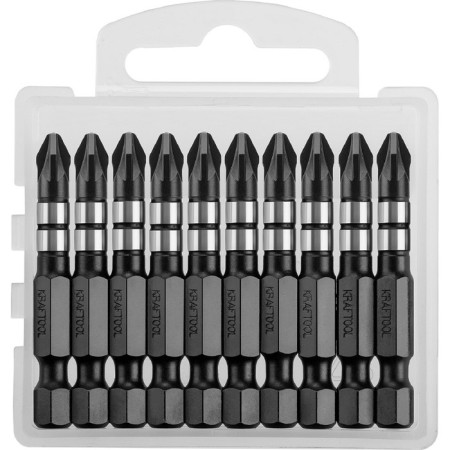 Bits Kraftool Impact Pro 26193-2-50-S10, E 1/4 ", 50 mm, PZ2, 10 pcs., Pozidriv, case-3