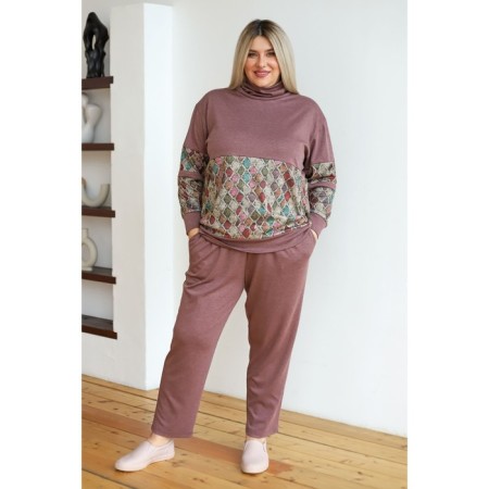 Female suit, size 68, burgundy color-1