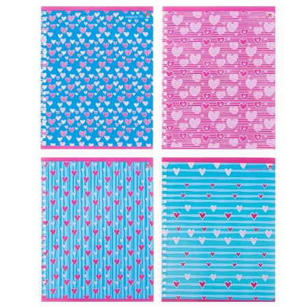 A notebook of 96 sheets in a cage on the crest "Fresh. Hearts", cover coated cardboard, glossy lamination, mix