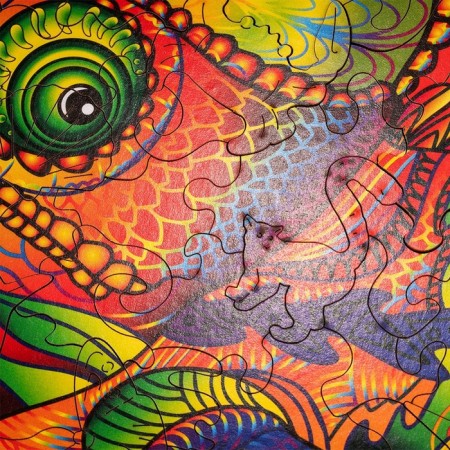 Wooden puzzle "Colorful chameleon", 34 × 30 cm-8