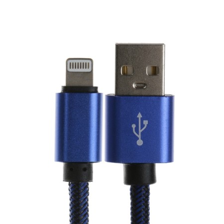 Lightning cable - usb, 2.1 a, nylon braid, 2 meters, blue-1