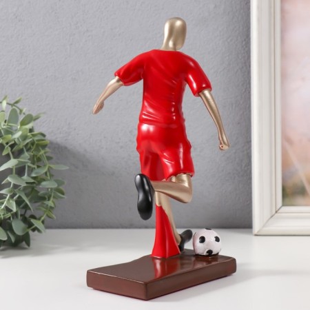 Souvenir Polystone "Athlete - Football player" Red with gold 16.8x24.3 cm-2