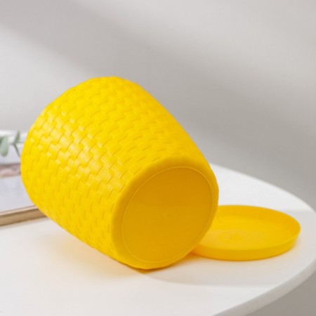 Pot for flowers with a paragon "Rotan", 1.2 l, yellow color-2