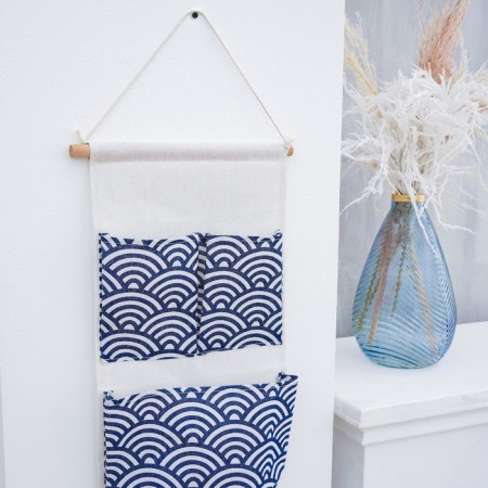 Organizer with pockets of the suspended “wave”, 3 departments, 47 × 25 cm, blue color-2