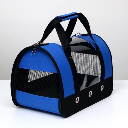 Bag - Carriage for animals "Panoramic", with a window, 40 x 25 x 27 cm, blue