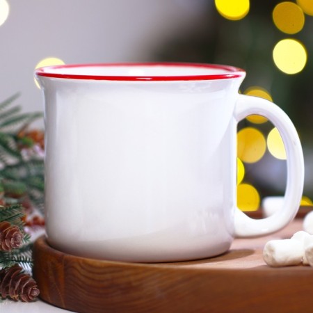 New Year! New Year's ceramic "Bear" mug, 450 ml, white color-3