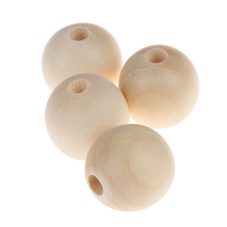 Wooden beads d = 25 mm (set 4 pcs) without coating