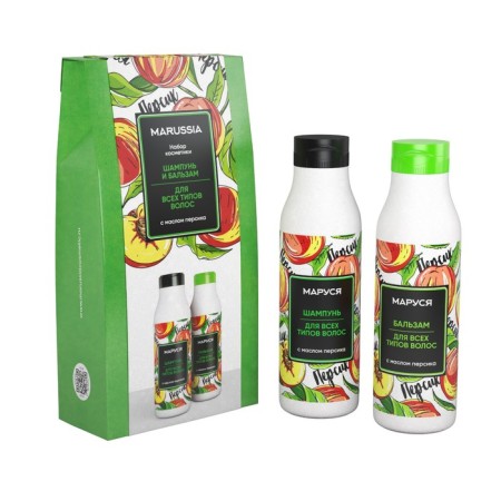 Gift set of Marussia "Persik": shampoo for all hair types 400 ml + balm 400 ml