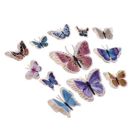 Butterflies cardboard double wings "newspaper" set 12 pcs h = 4-10 cm on magnet-5