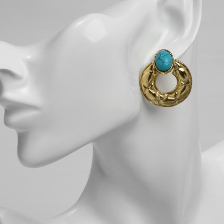 Earrings "turquoise world" sphere, blue color in gold-2