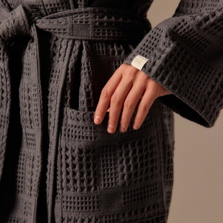 WALE Women's bathrobe SL Home: Chess "Grig Sandre", size L, 100% cotton, 340 g/m2-3