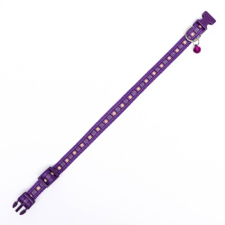 Collar "paw and bone" with a bell, width 1.5 cm, Osh 30, purple-3