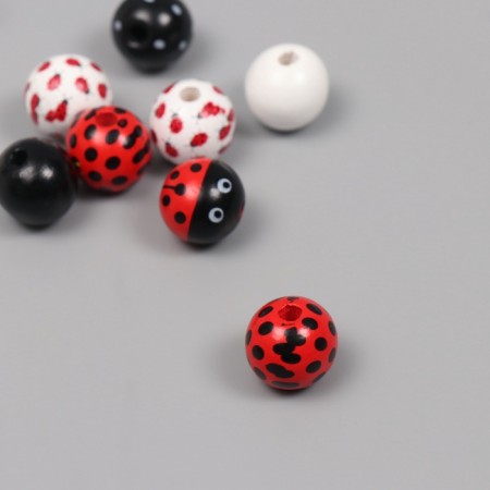 Beads for creativity tree "God's cow" set 10 pcs 1.6x1.6x1.6 cm-1
