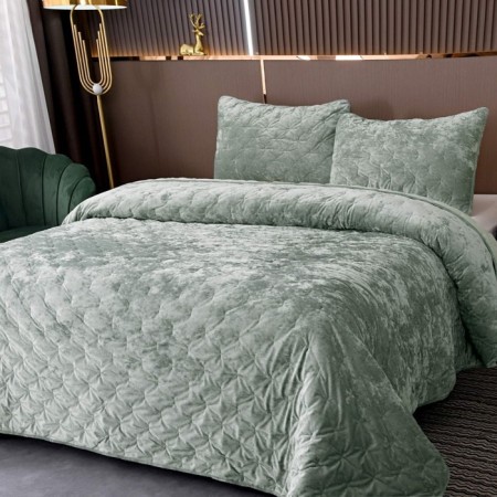 Kit: bedspread 160x220 cm, pillowcase 50x70 cm, emerald color-1