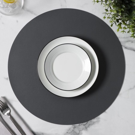 Serving napkin on the TEM table, d = 38 cm, dark gray color-4