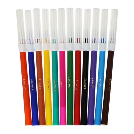 Фломастеры 12 цветов Luxor Coloring, смываемые, картон, европодвес-4