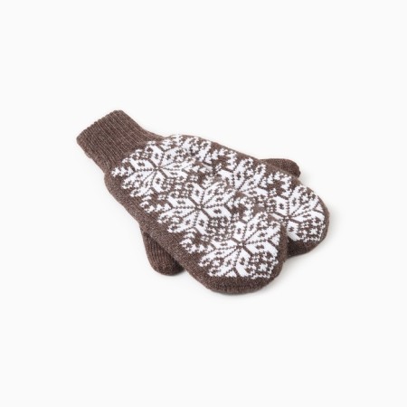 Double female mittens, brown color, river 18