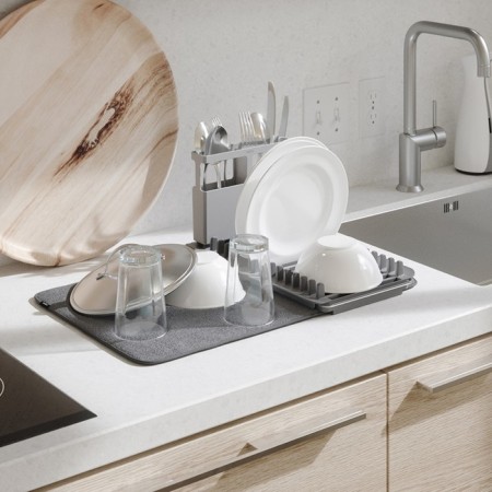 Drying rug for drying dishes with a shelf for the umbra udry 51x17x57 cm shell, dark gray color-2