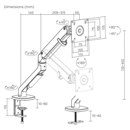 Crasstein for Monitors Ultramounts UM734WD Gray/Brown 17 "-27" Max.7kg mount K from 107046-7