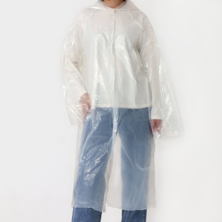 A raincoat adult cloak “Nature has no bad weather”, buttons, white color, size 42-48-3