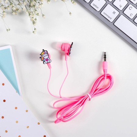 Headphones wired in the box, "unicorn", vacuum, pink-3