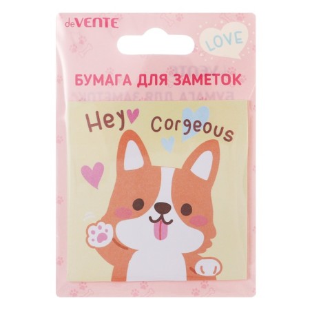 Block with a sticky edge of 75 x 75 mm, Devente Corgi, 30 sheets, offset, mix-6