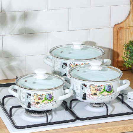 Set of pots "Montmart violet", 3 subjects: 1.5 l, 2 l, 3 l, covers, induction-3