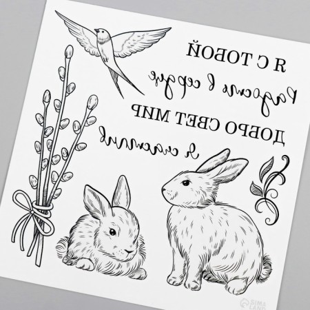 Tattoo on the body Black Rabbit and Werlet 10x10 cm-5