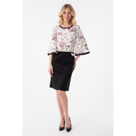 Female dress, size 42, black color, white-1