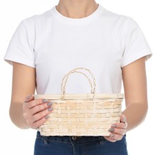 Wicker basket, 26x13x12 cm, white, bamboo