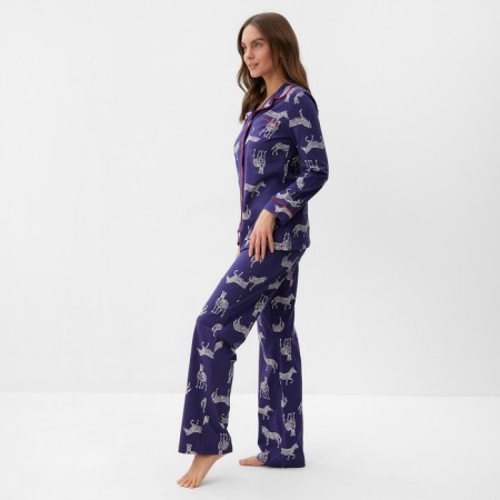 Female pajamas (shirt and trousers) KAFTAN Zebra size 48-50, blue color-3