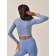 Crop female top with a long sleeve Crop Top Manica Lunga, size 46, color blue